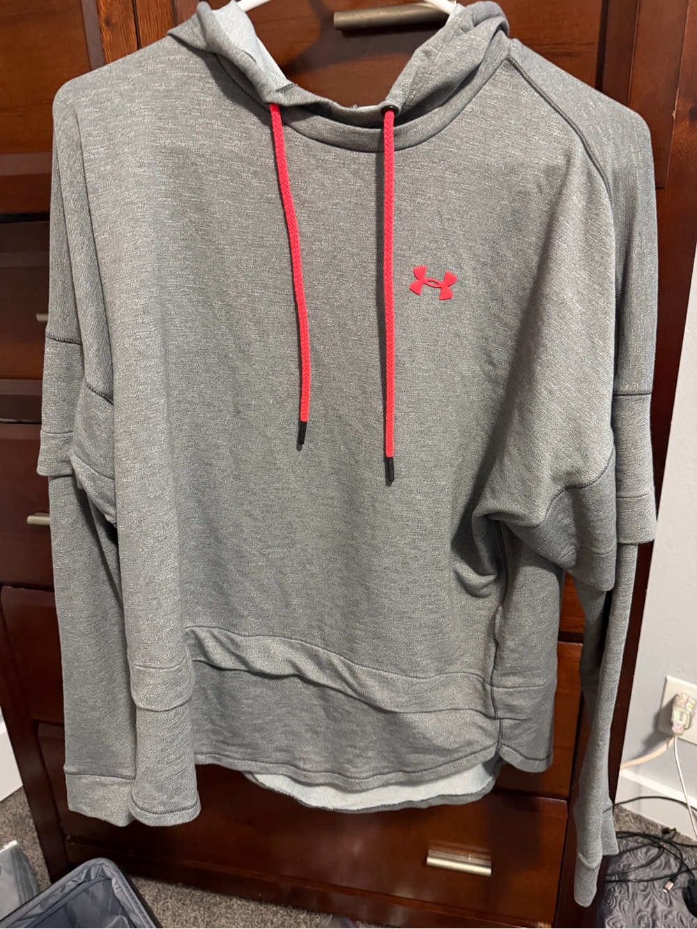 Hurley Gray Crewneck Sweatshirt with Pink Drawcords and Logo